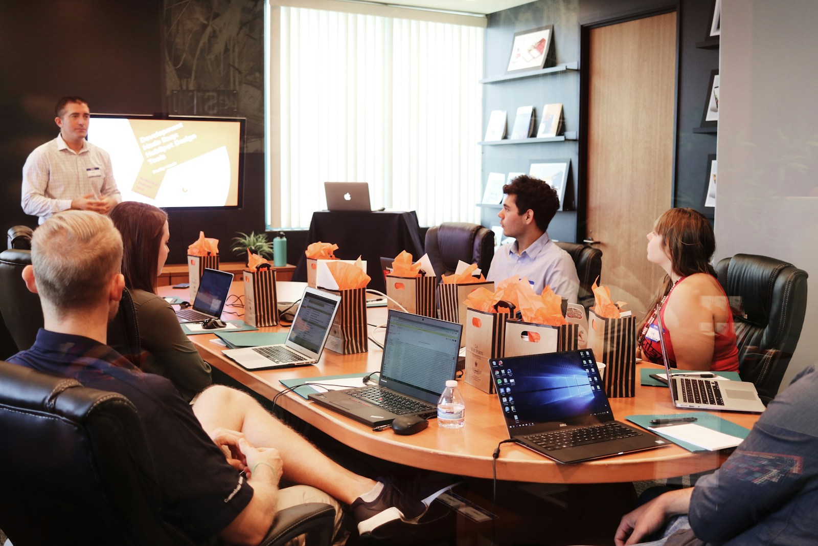 Client story room with warm lighting and campaign narrative boards at ReachRush